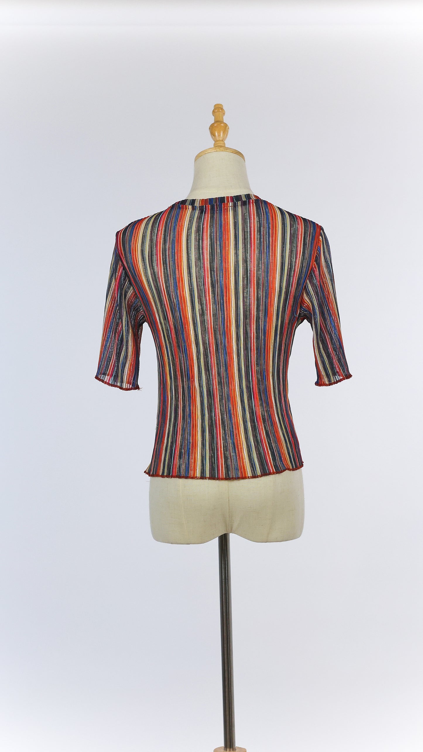 Multicolored Vertically Striped Knit T-shirt