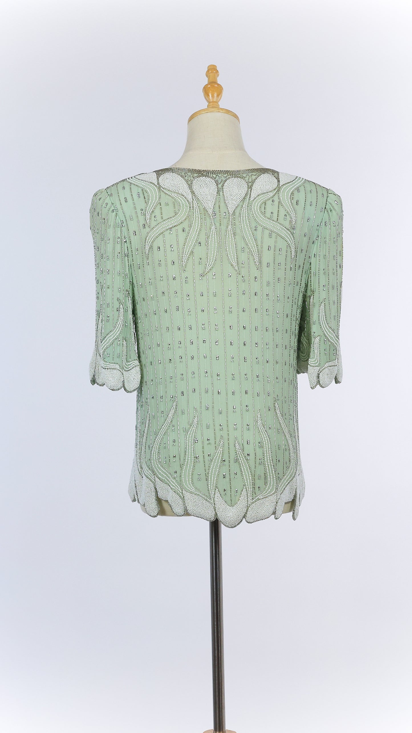 Vintage Beaded Short Sleeve Blouse