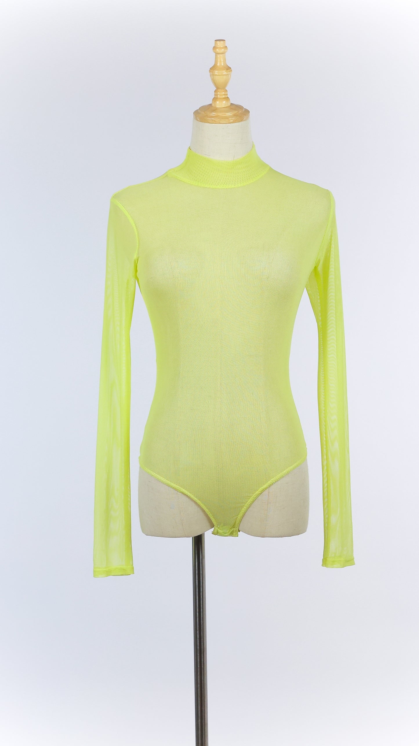 Yellow Long Sleeve Mesh Bodysuit