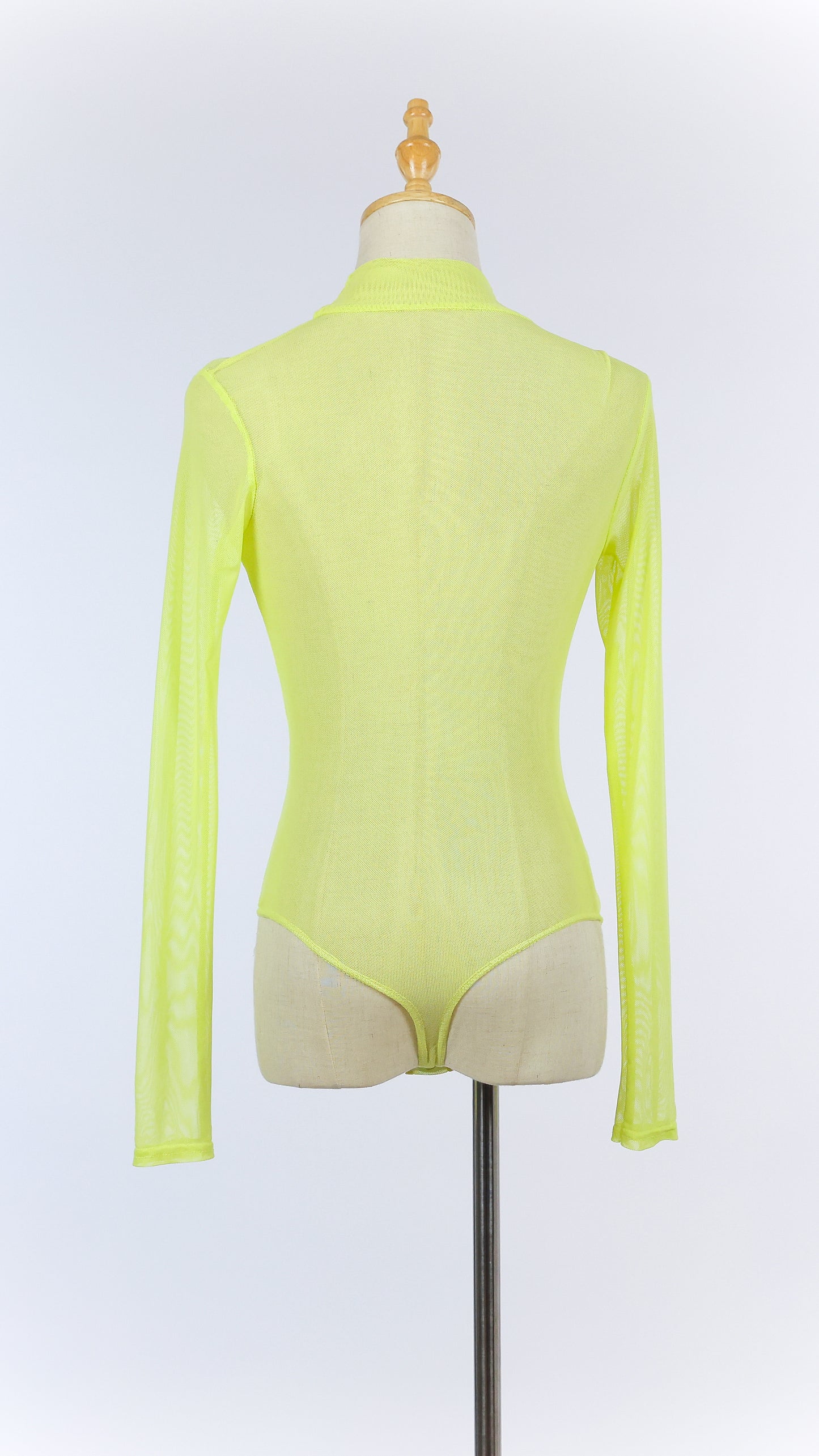 Yellow Long Sleeve Mesh Bodysuit
