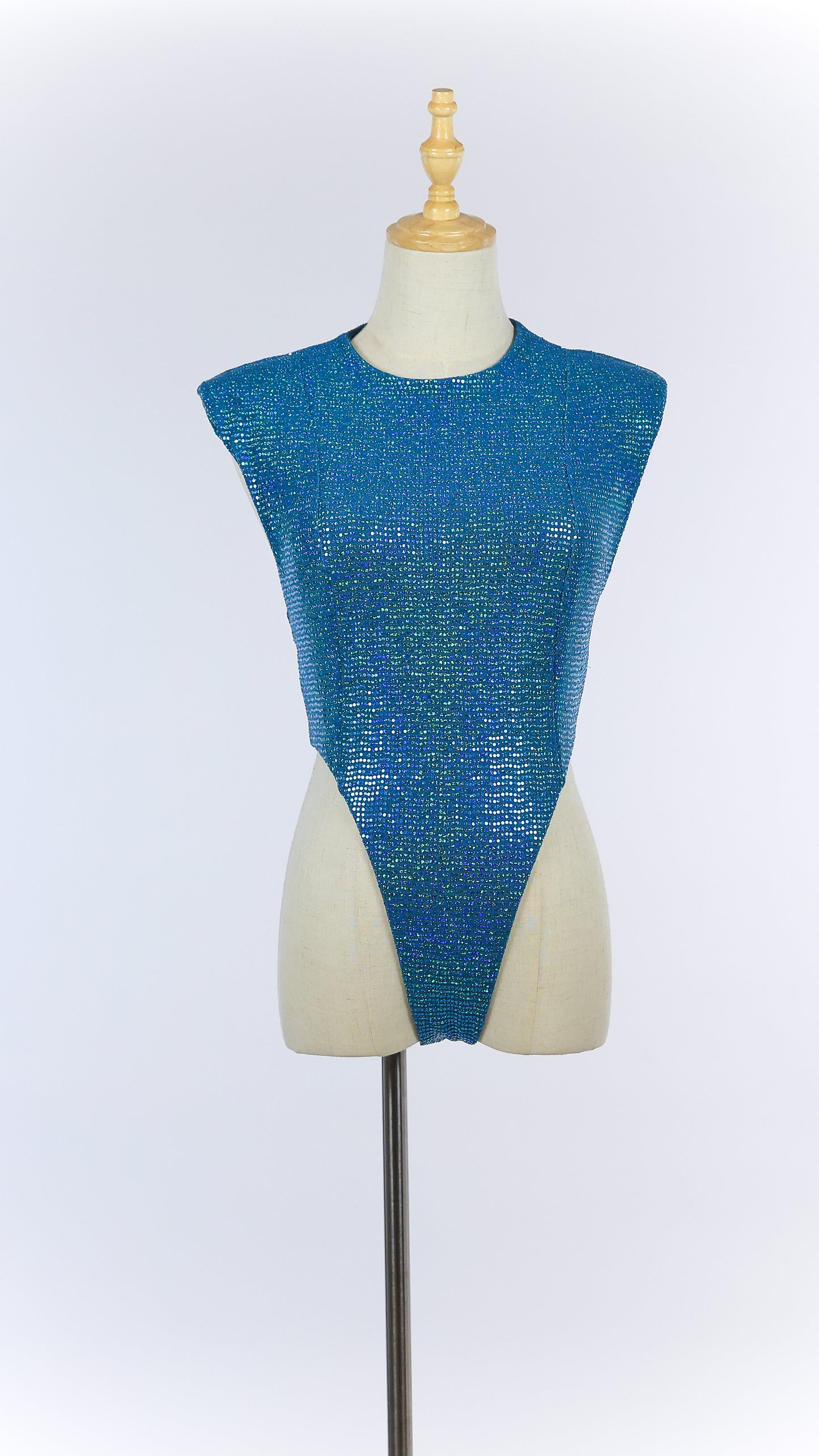 Shiny Blue Sleeveless Bodysuit