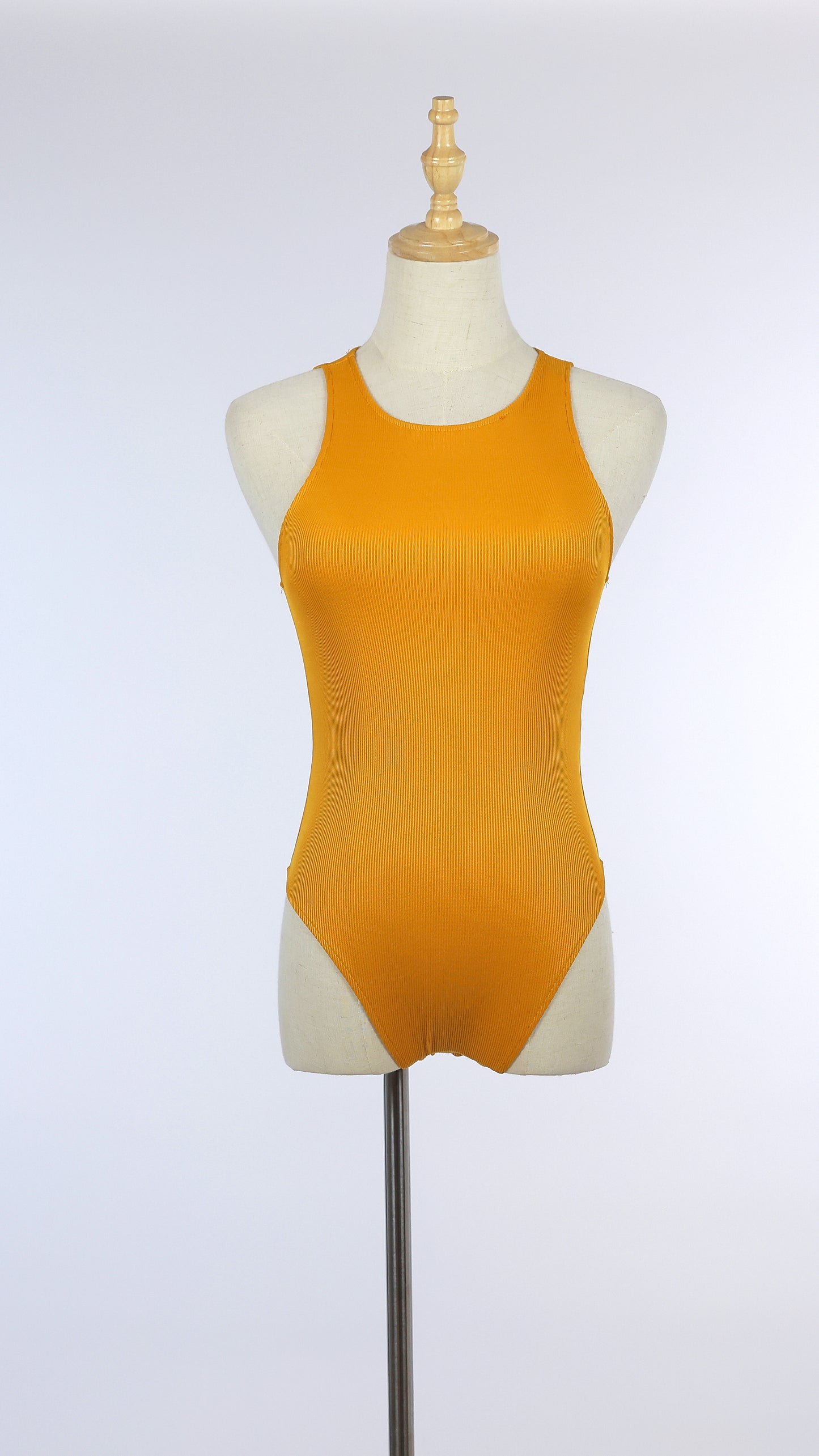 Mustard Sleeveless Ribbed Bodysuit