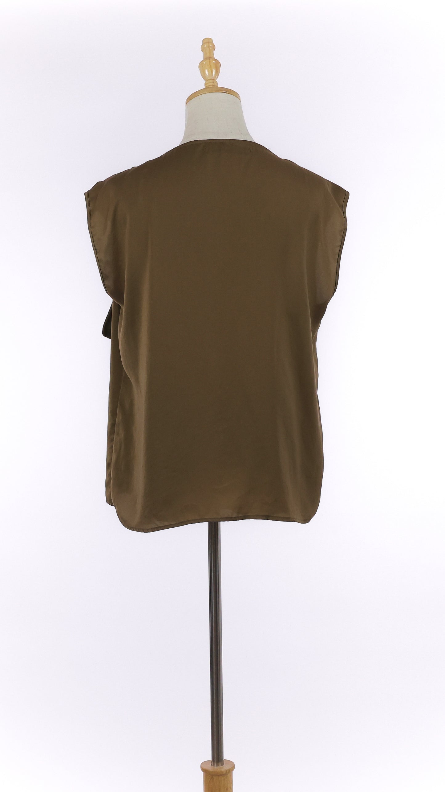 Brown Silk Blouse with Assymetric Collar