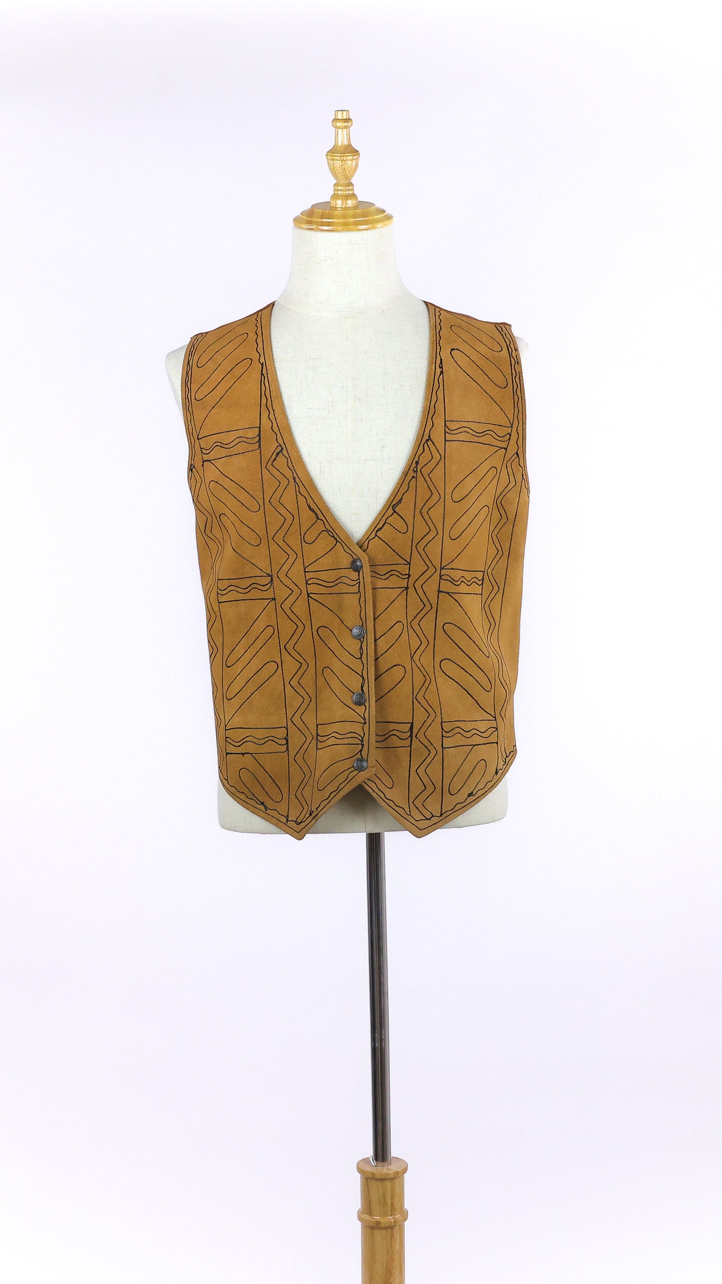 Tan Suede Leather Tribal Vest