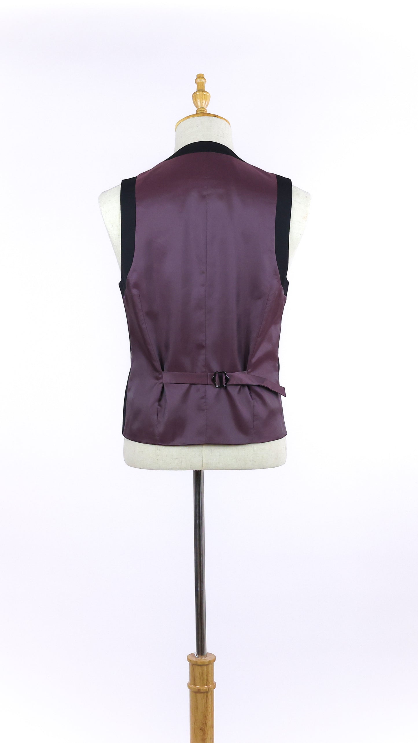 Black Waistcoat With Burgundy Back