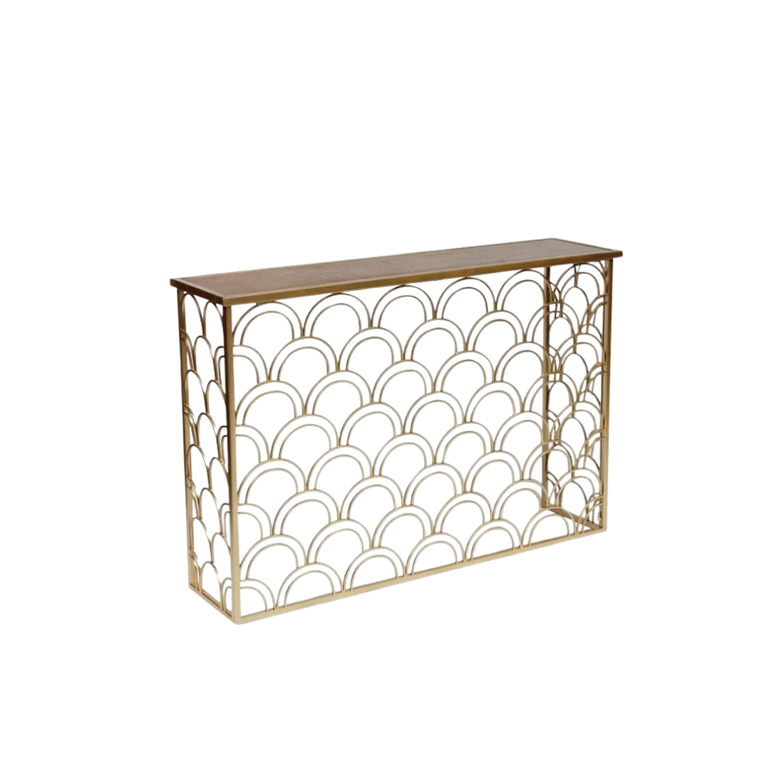 Geometric Brass and Wooden Console