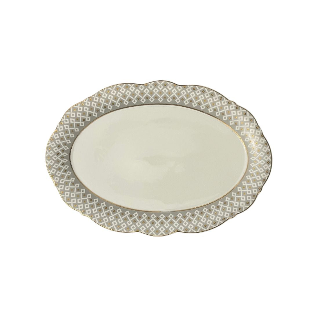 Oval Geometric Glazed Serving Platter
