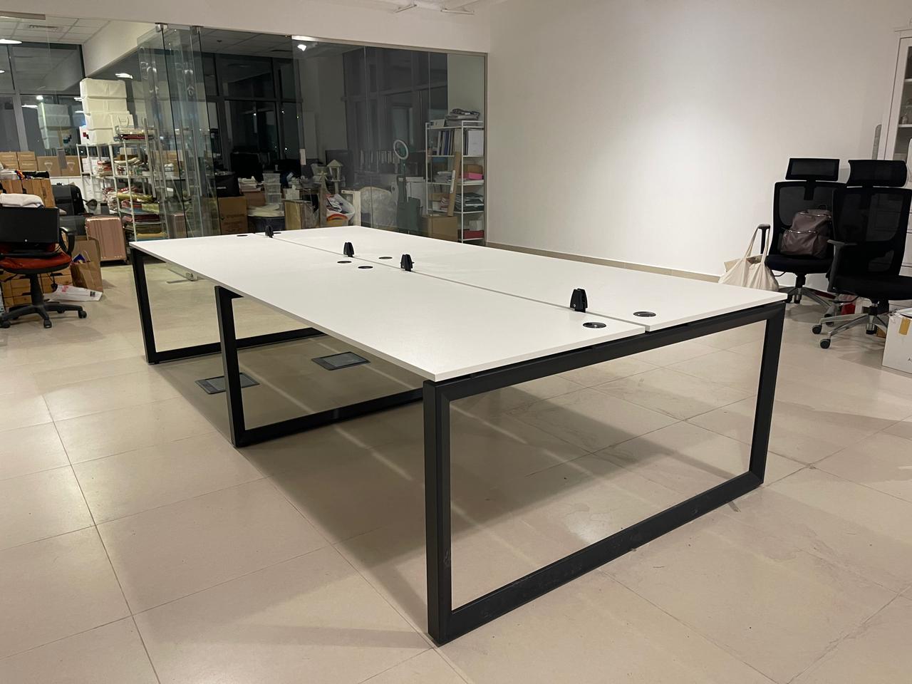 Large 4 Seater Work Space Table with Grey Partitions