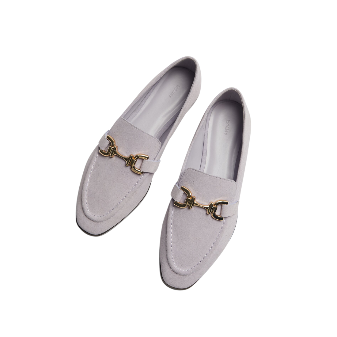 Lilac Suede Slip-On Moccasins with Gold Buckle