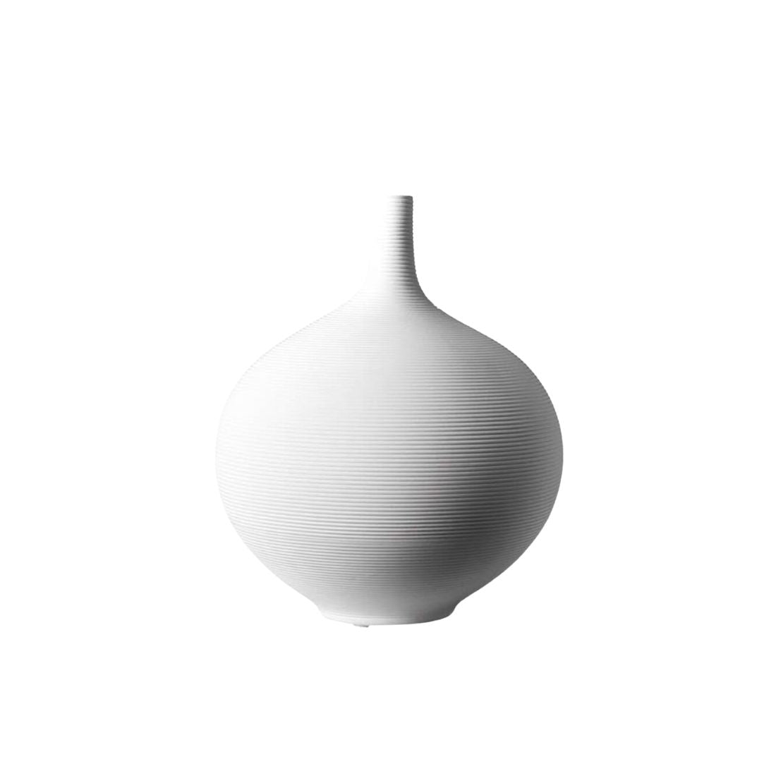 Round Striped Ceramic Ribbed Vase