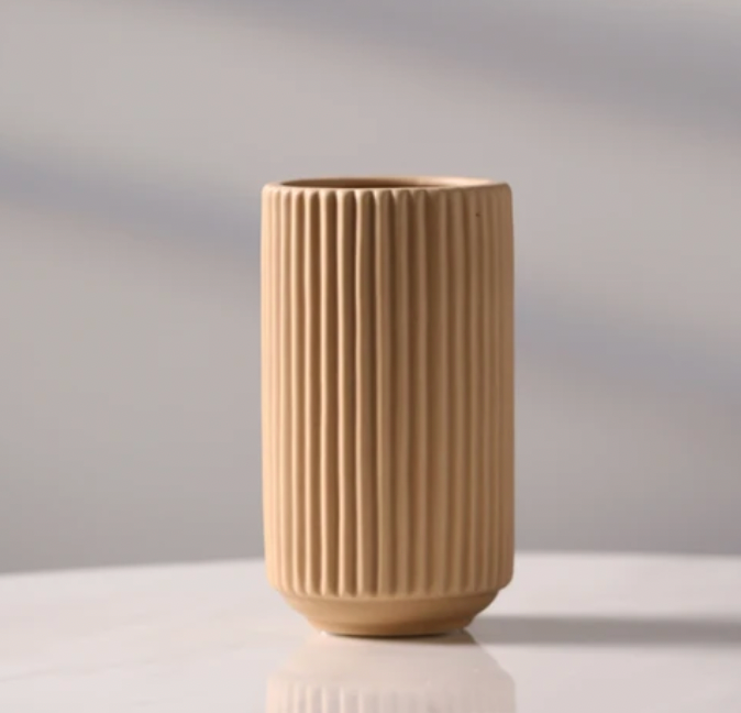 Mustard Ribbed Vase