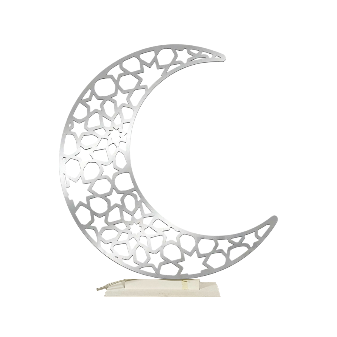 Silver Geometric Crescent Stand with LED Lights