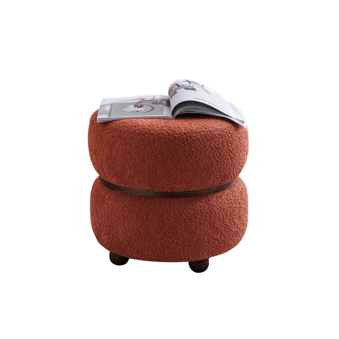 Terracotta Boucle Ottoman