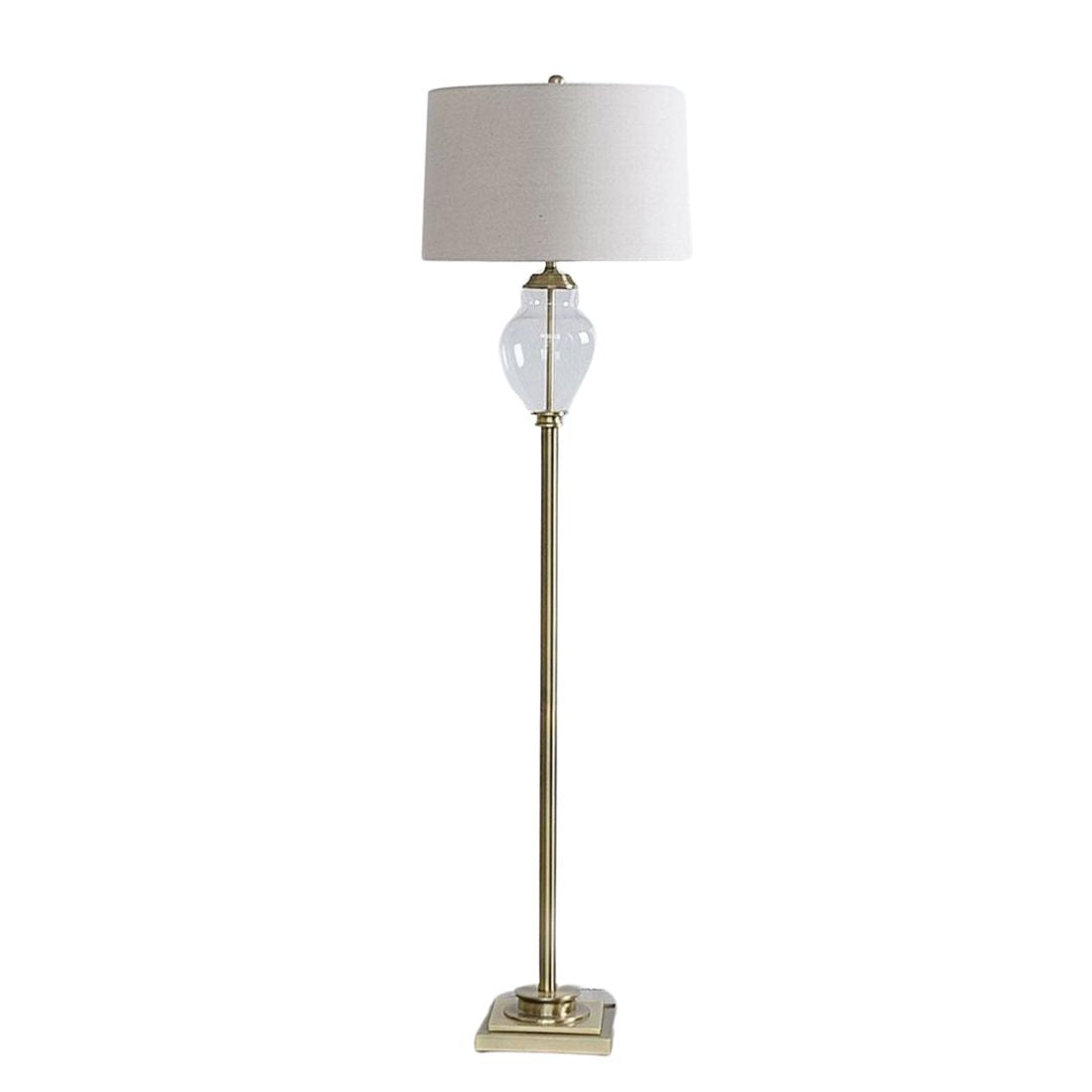 Gold Lamp with Glass Detail and OffWhite Lamp Shade