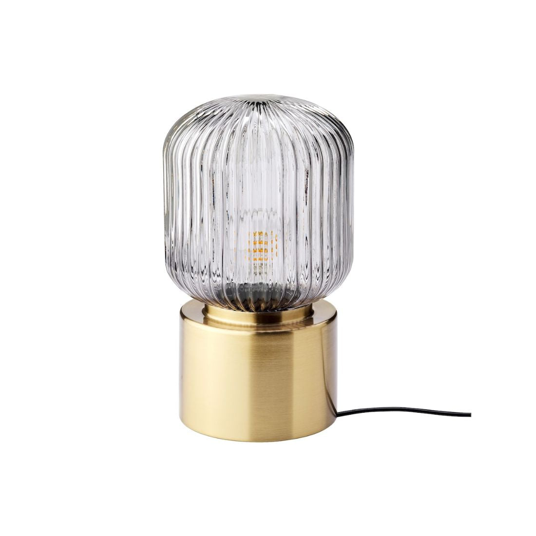 Retro Brass Lamp with Grey Glass