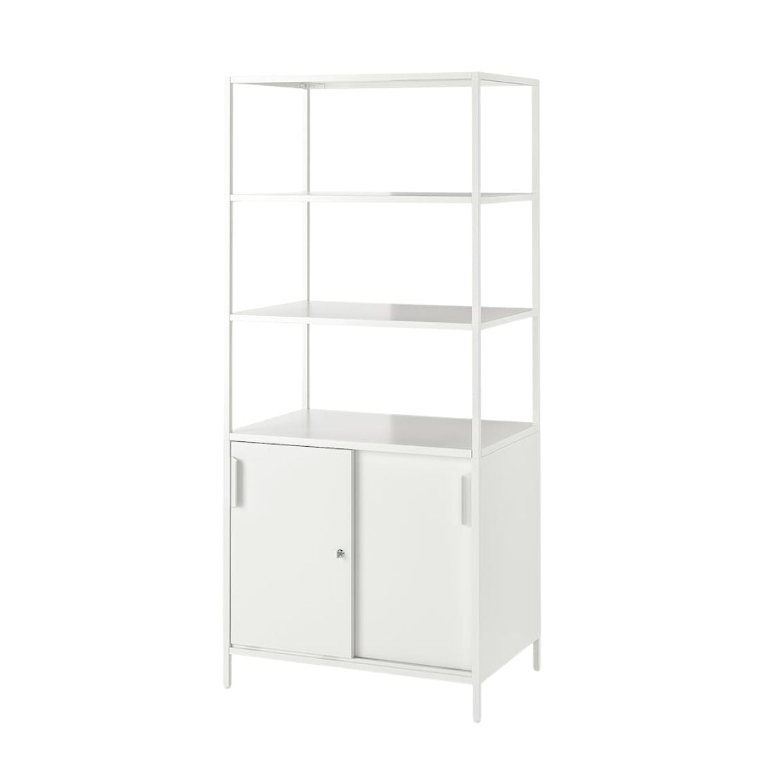 Large White Cabinet with Sliding Doors