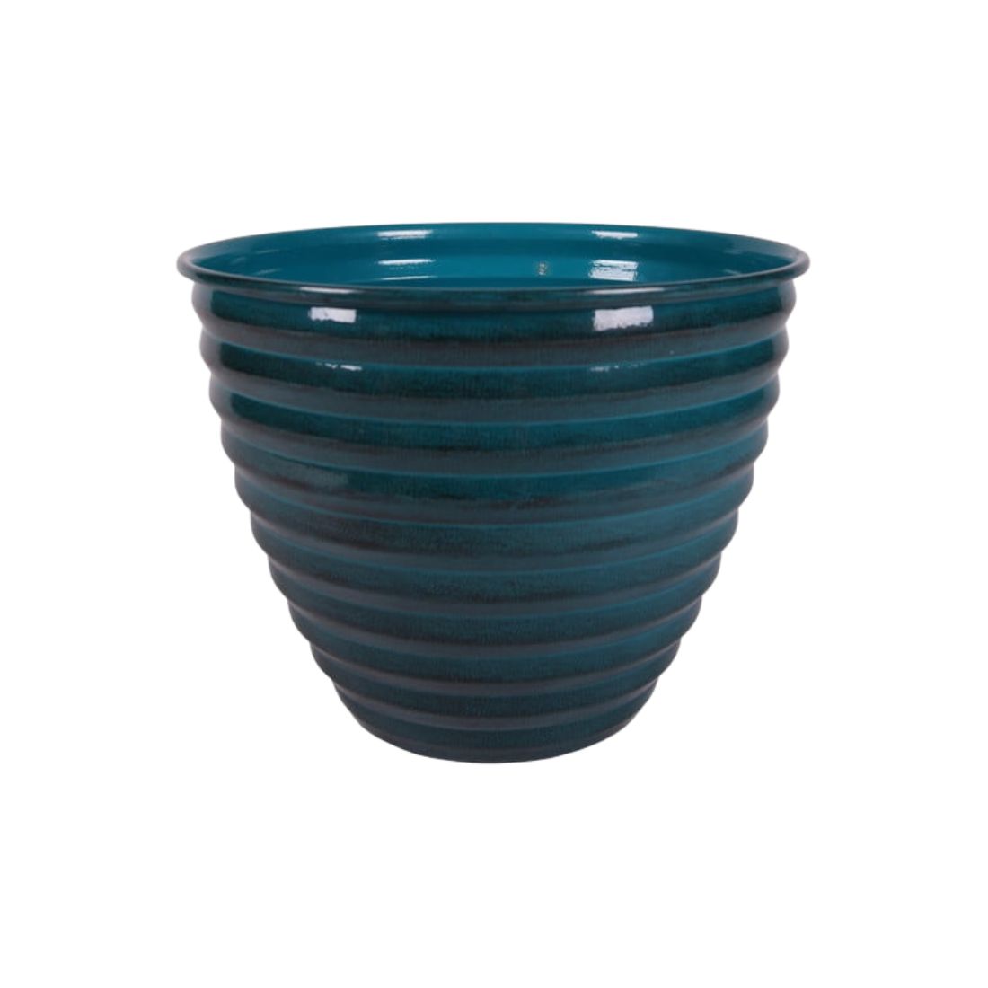 Teal Ribbed Planter Pot