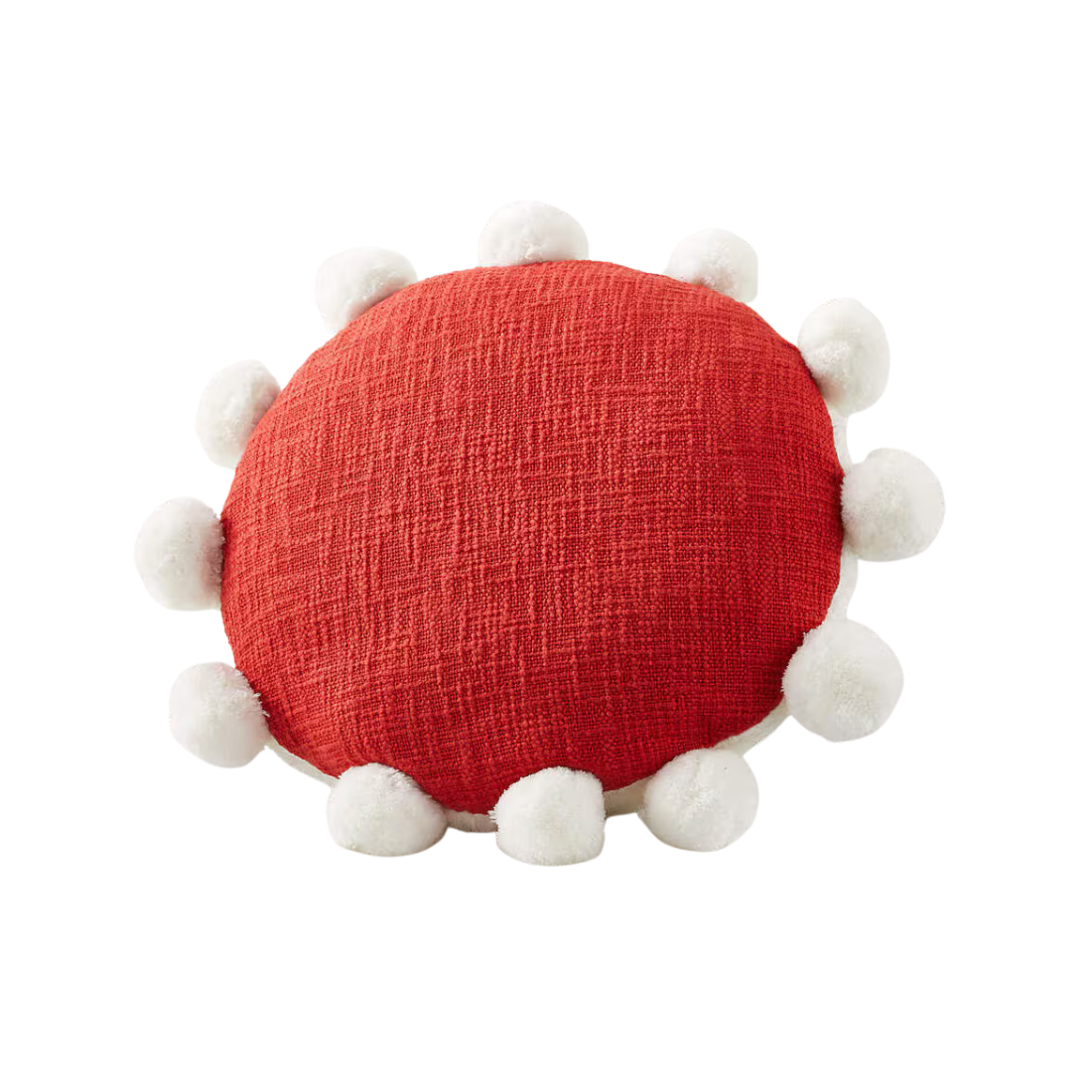 Red Sherpa PomPom Cushion