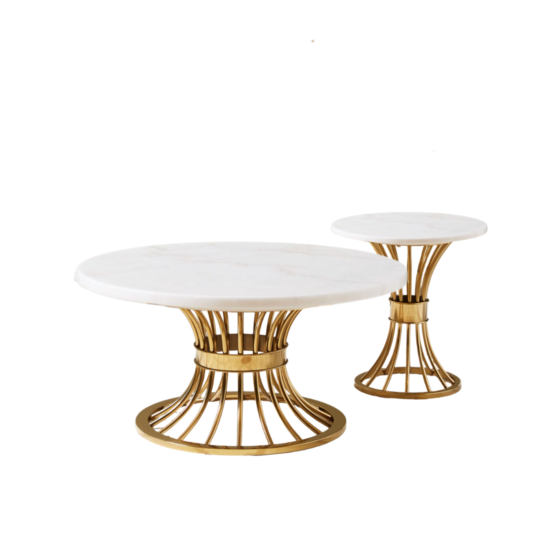 Round Marble Top Coffee Table with Gold Base
