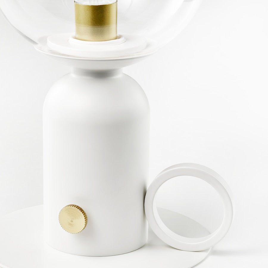 White Table Lamp with Glass Top