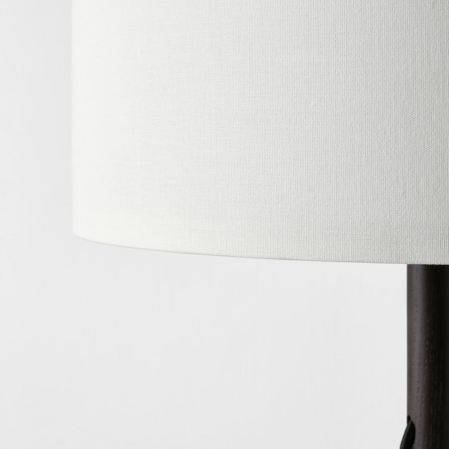 Adjustable Floor Lamp with White Shade And Wooden Dark Brown Legs