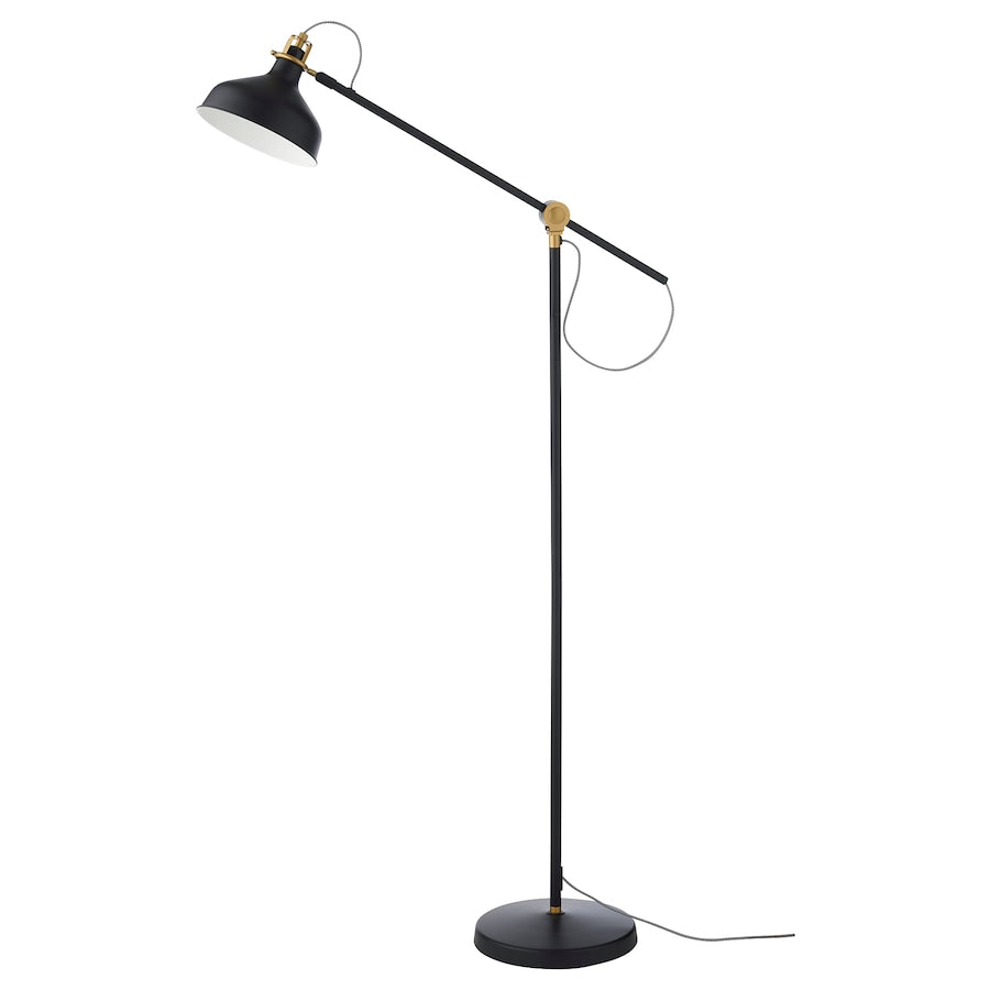 Adjutable Black Floor Lamp with Gold Detailing