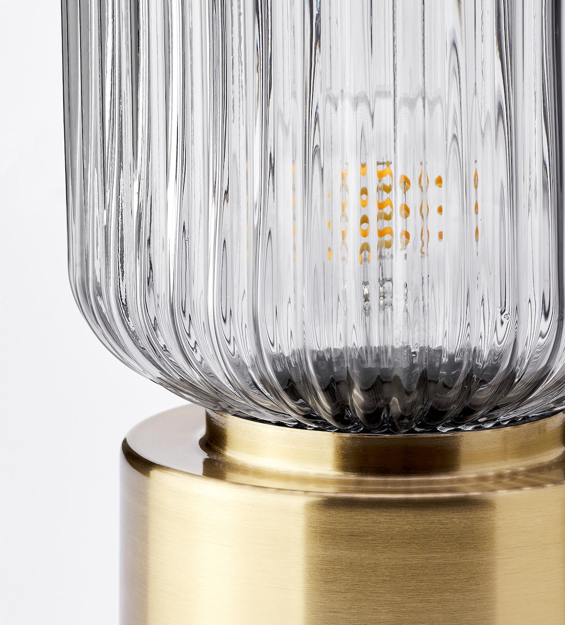 Retro Brass Lamp with Grey Glass