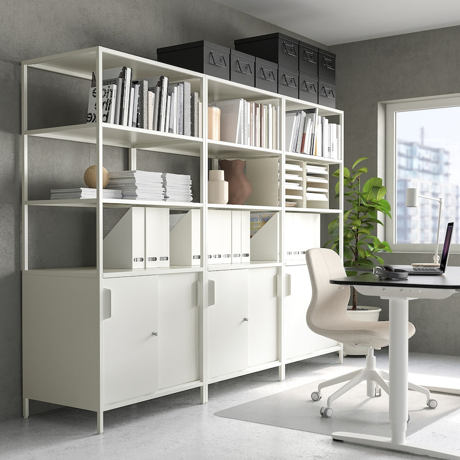 Large White Cabinet with Sliding Doors