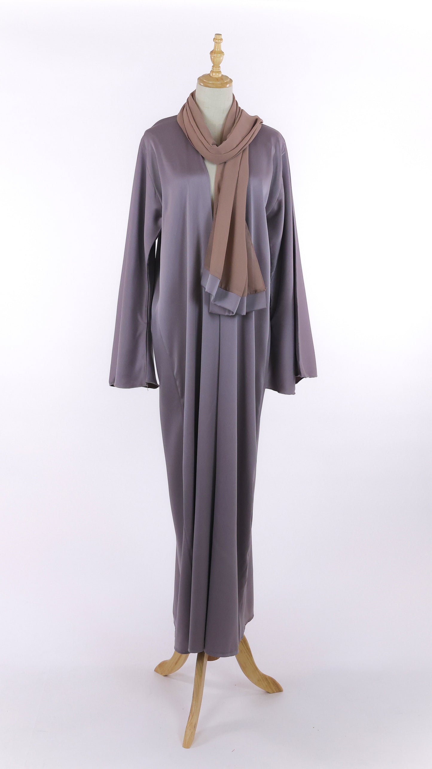Open Lilac Abaya With Matching Beige Sheila