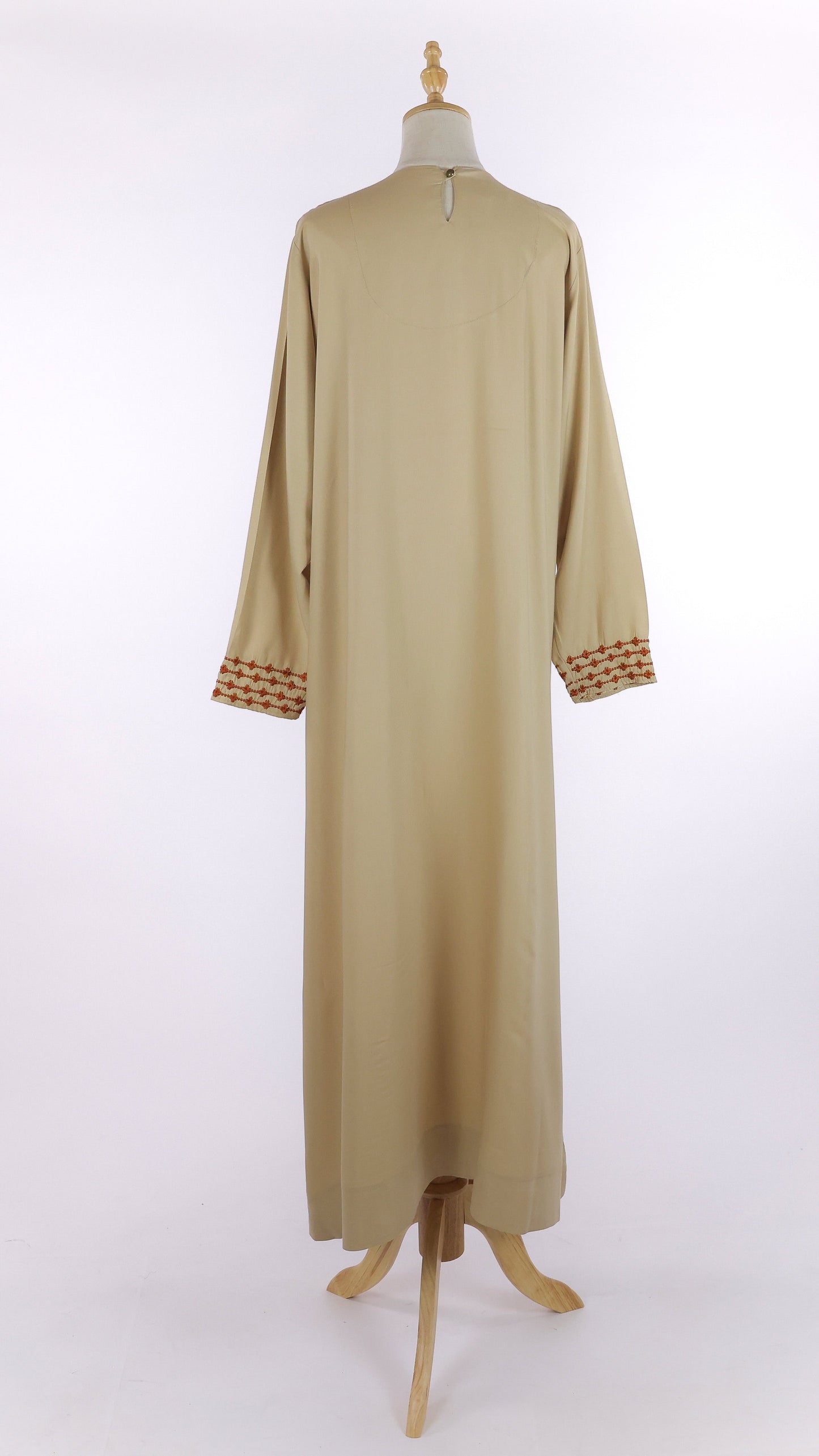 Beige Jellabiya With Orange Embroidery