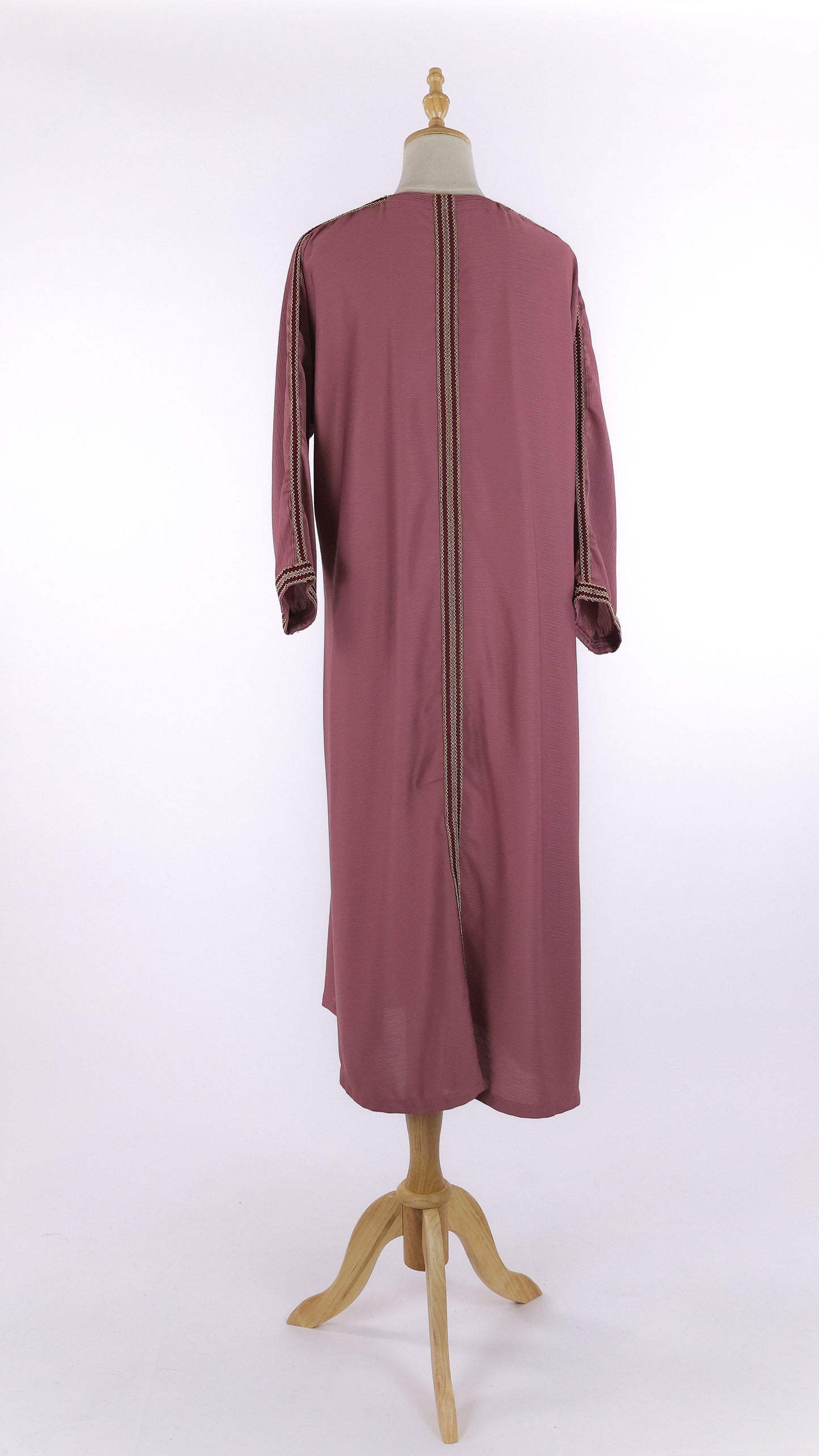 Blush Pink Jellabiya With Embroidered Bias Trim