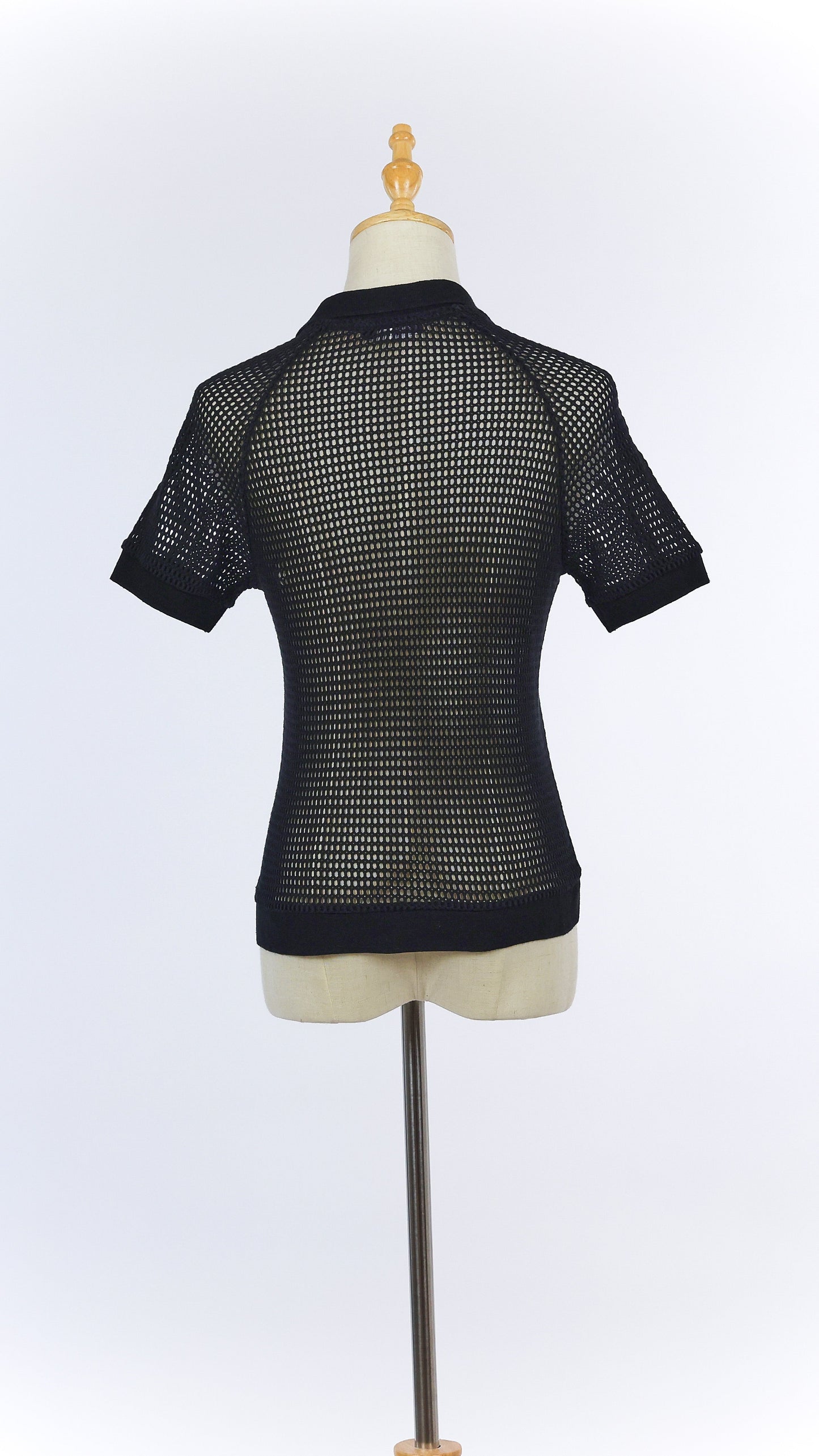 Black Mesh Knit Polo
