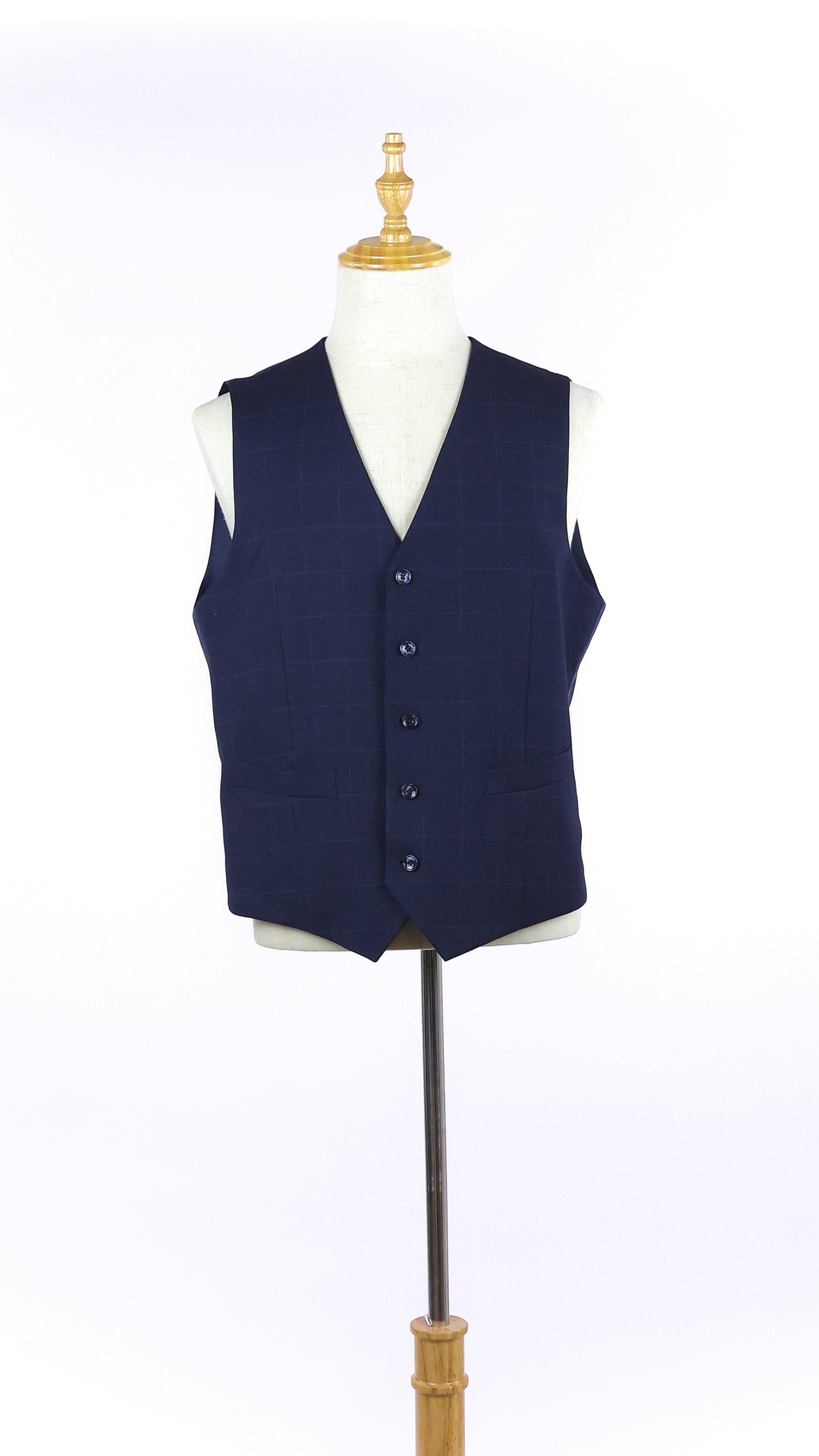 Navy Blue Checkered Waistcoat