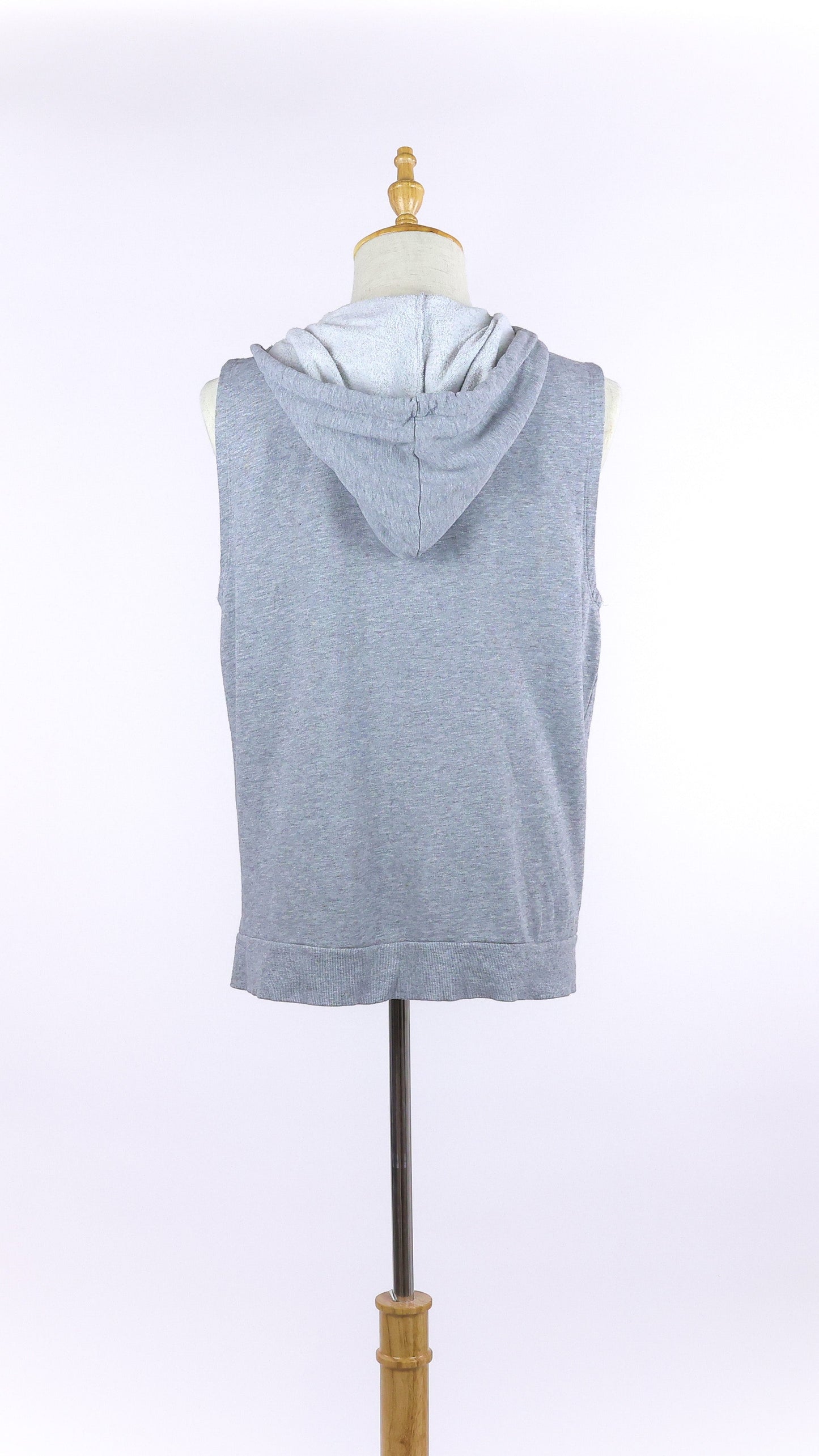 Grey Cotton Vest With Hoodie