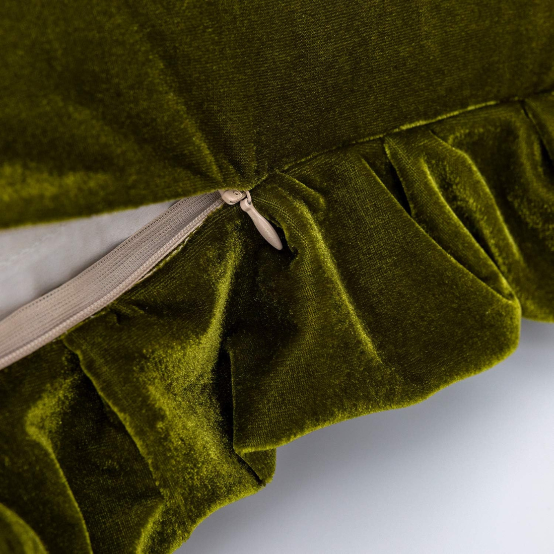 Velvet Cushion Cover with Ruffles