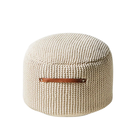 Beige Knitted Pouffe