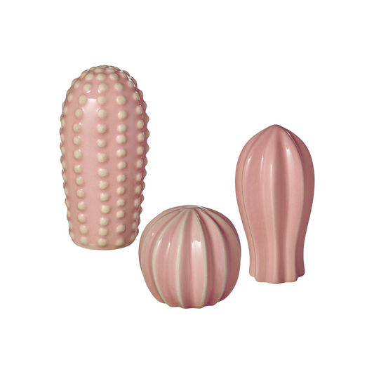 Set of 3 Pink Cacti Figurines