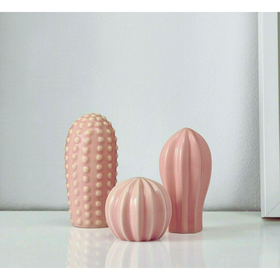 Set of 3 Pink Cacti Figurines