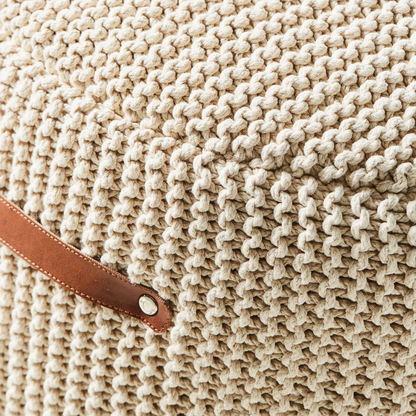 Beige Knitted Pouffe