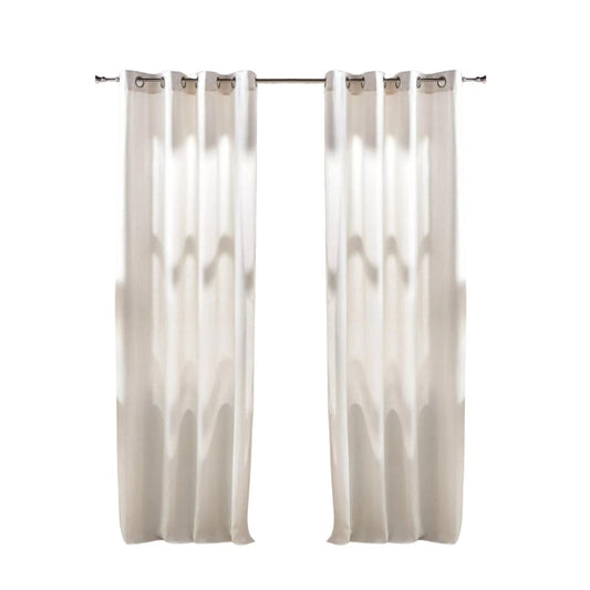 Pair of Off White Striped Curtains With Rings