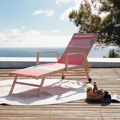 Pink Sun Lounger with Pillow