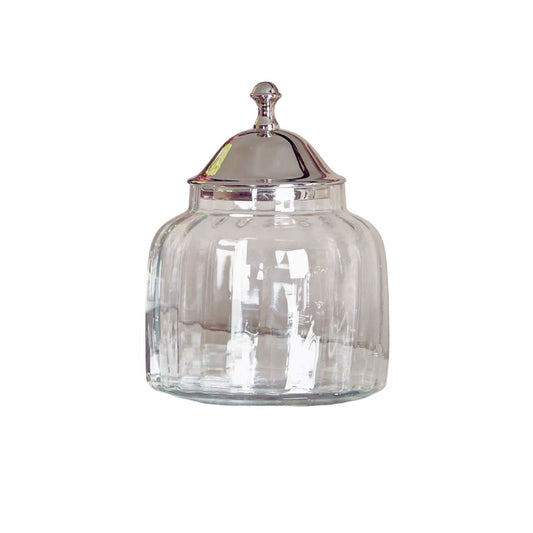 Decorative Glass Jar with Silver Lid