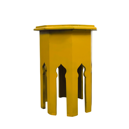 Yellow Painted Wooden End Table
