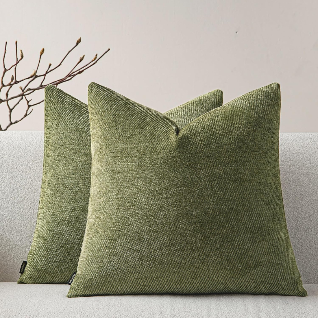 Moss Green Chenille Cushion Cover