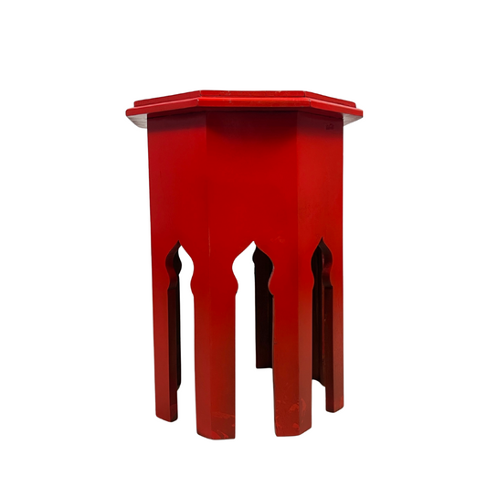 Red Painted Wooden End Table