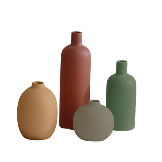 Set of 4 Colorful Ceramic Vases
