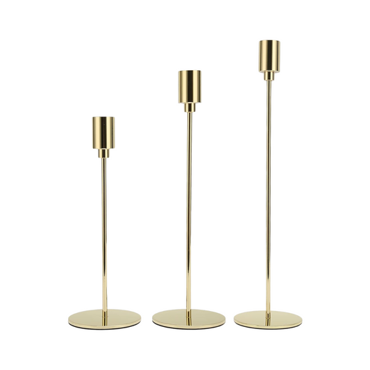 Gold Taper Candle Holder Set