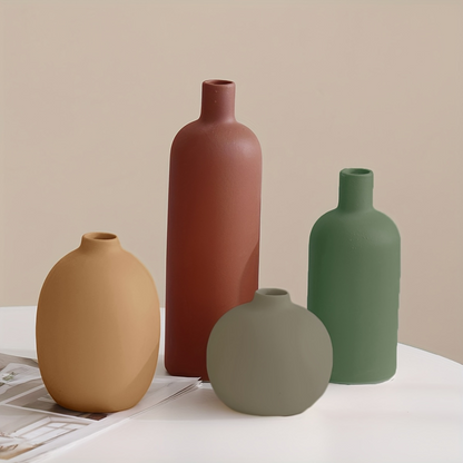 Set of 4 Colorful Ceramic Vases