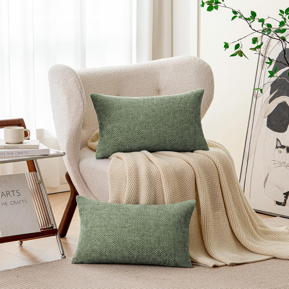 Moss Green Chenille Cushion Cover