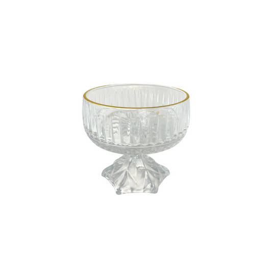 Large Crystal Candy Dish with Gold Rim